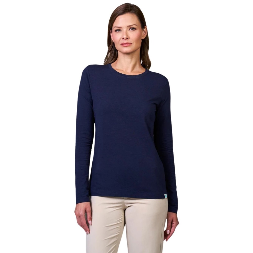 Coolibar Morada Everyday Long Sleeve T-Shirt Navy Blue UPF 50+ Womens XL NWT